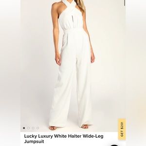 NWT Lulus white halter wide leg jumpsuit
